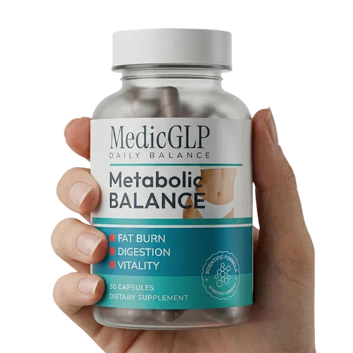 MedicGLP Metabolic Balance Flasche in der Hand